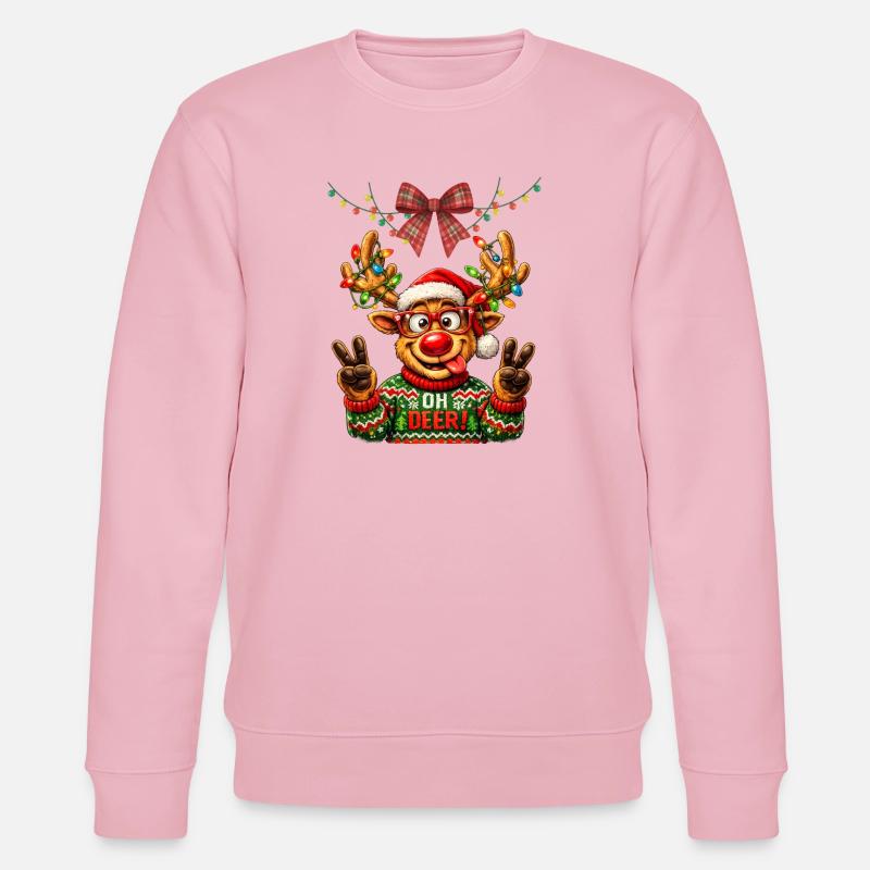 Oh Cerf de Noël - Sweat bio CHANGER Stanley/Stella Unisexe - rose pâle