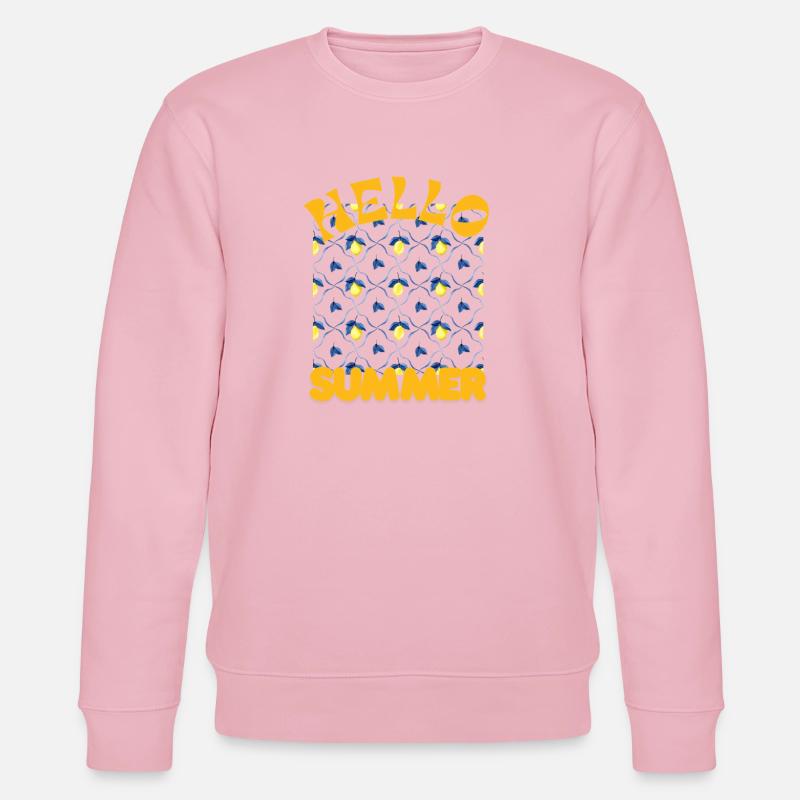 Hello Summer Lemon Pattern - Stanley/Stella CHANGER Unisex Organic Sweatshirt - cotton pink