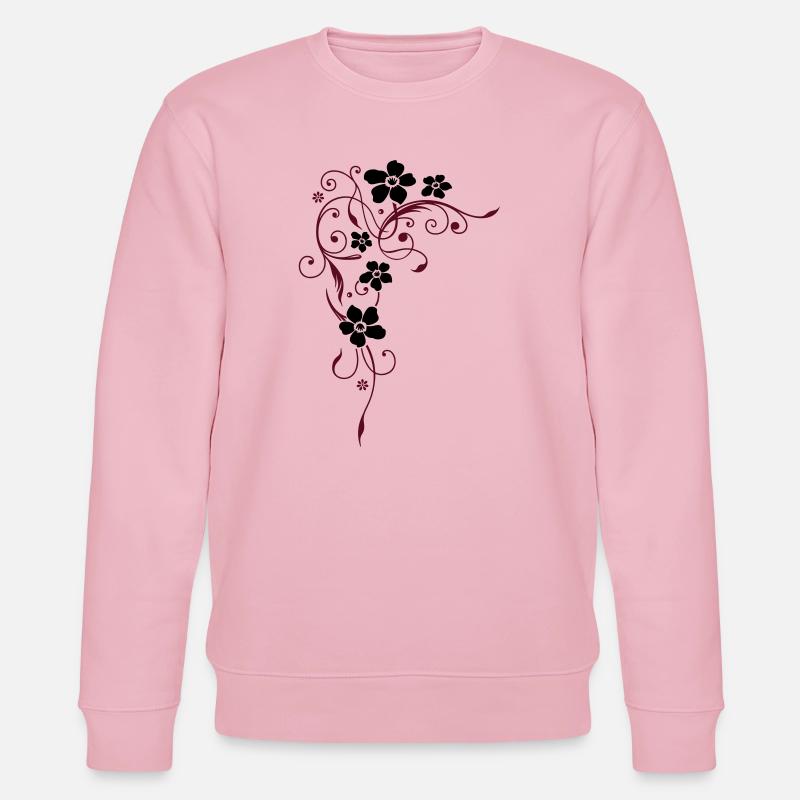 Schwarze Blüten mit dunkelroten Ranken - Stanley/Stella Unisex Bio-Sweatshirt CHANGER  - Hellrosa