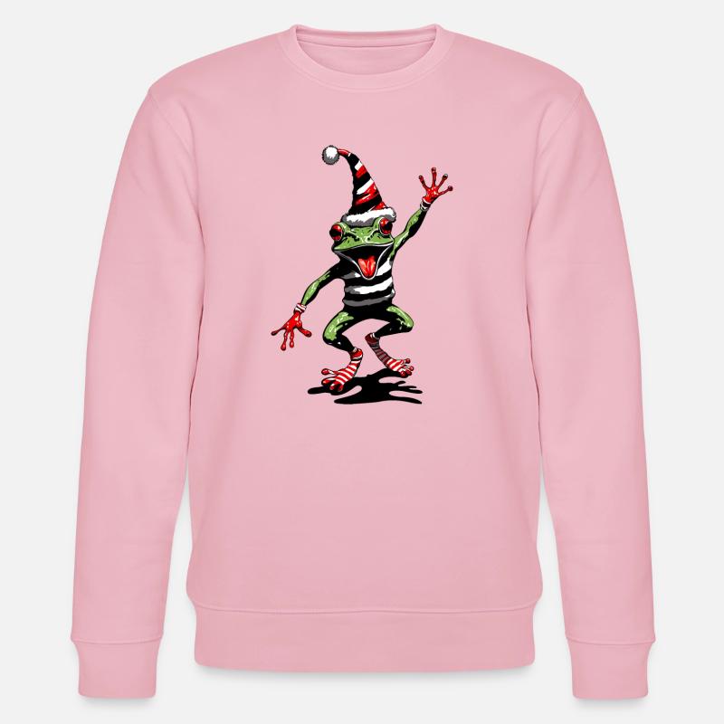Tanzender Frosch mit Weihnachtsmütze - Stanley/Stella Unisex Bio-Sweatshirt CHANGER - Hellrosa