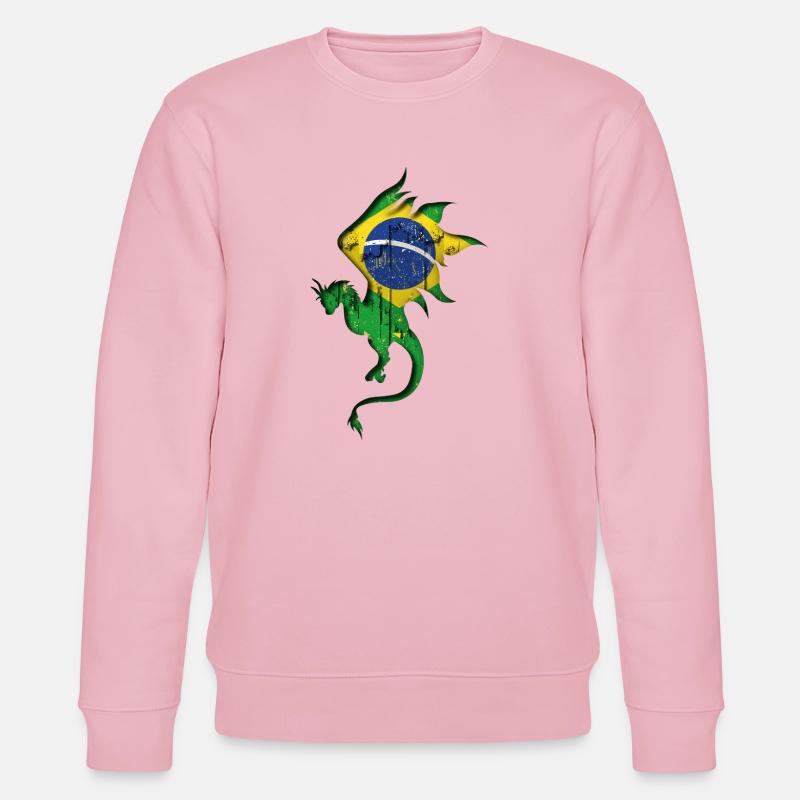 Drapeau du Brésil - Brésil - Dragon Silhouette - Sweat bio CHANGER Stanley/Stella Unisexe - rose pâle