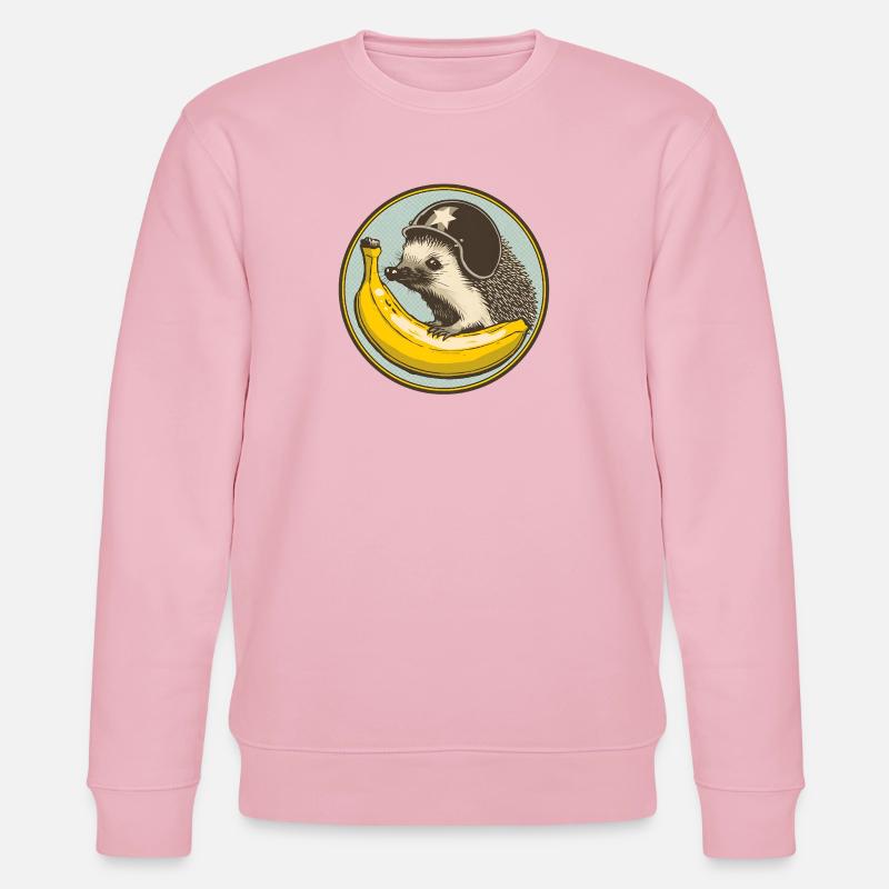 Igel mit Helmmotiv und Banane - Stanley/Stella Unisex Bio-Sweatshirt CHANGER  - Hellrosa