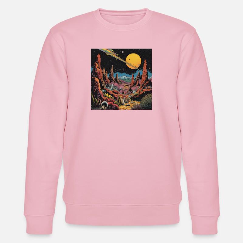 Futuristischer Alien-Planetenhimmel - Stanley/Stella Unisex Bio-Sweatshirt CHANGER - Hellrosa