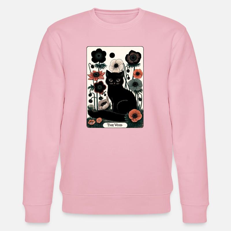Void Cat in Bloom Tarot - Stanley/Stella CHANGER Unisex Organic Sweatshirt - cotton pink