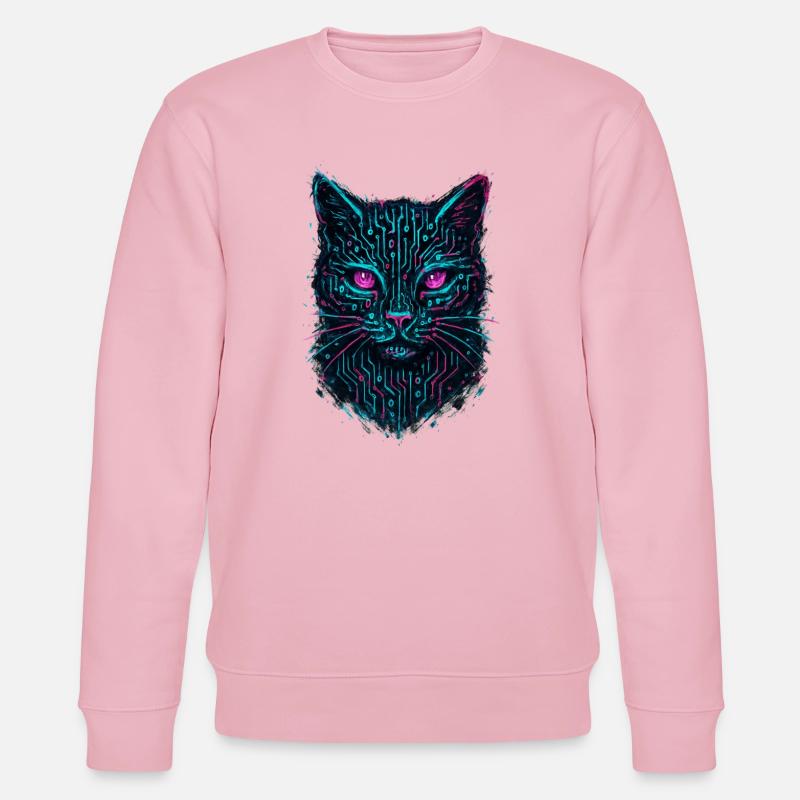 Chat Cyberpunk Circuit Board Techwear Neon - Sweat bio CHANGER Stanley/Stella Unisexe - rose pâle