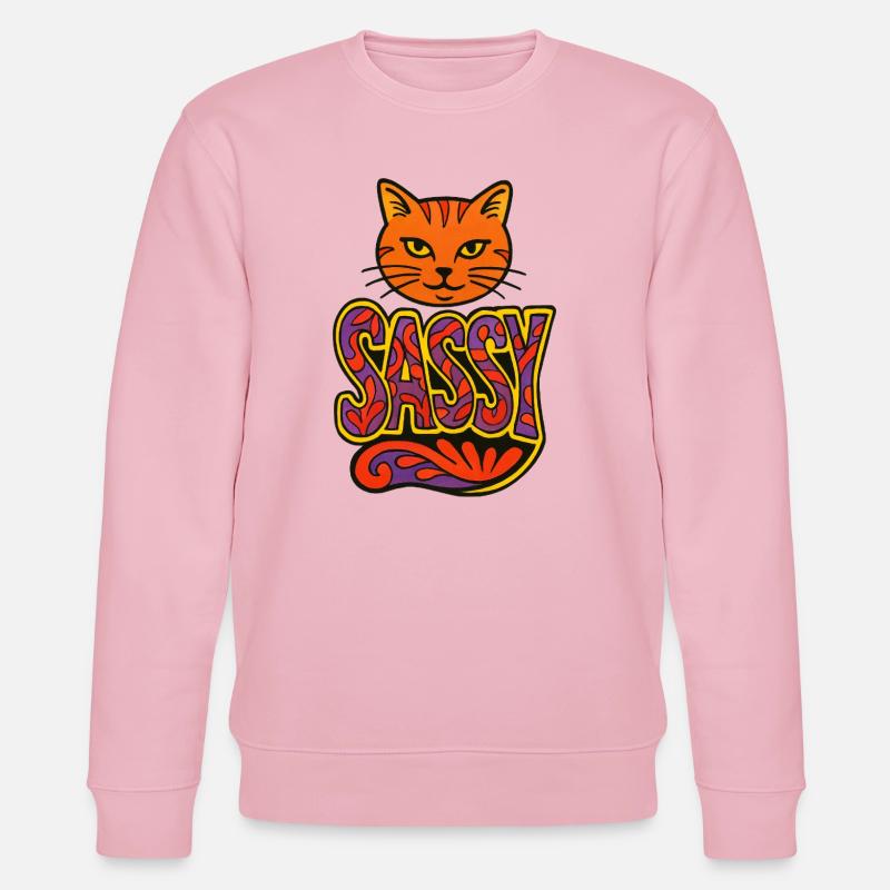 Sassy Cat Psychedelic Script - Stanley/Stella Unisex Bio-Sweatshirt CHANGER  - Hellrosa