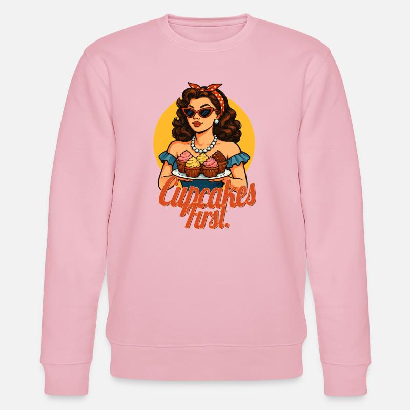 Cupcakes First Retro Pin Up Design - Stanley/Stella Unisex Bio-Sweatshirt CHANGER  - Hellrosa