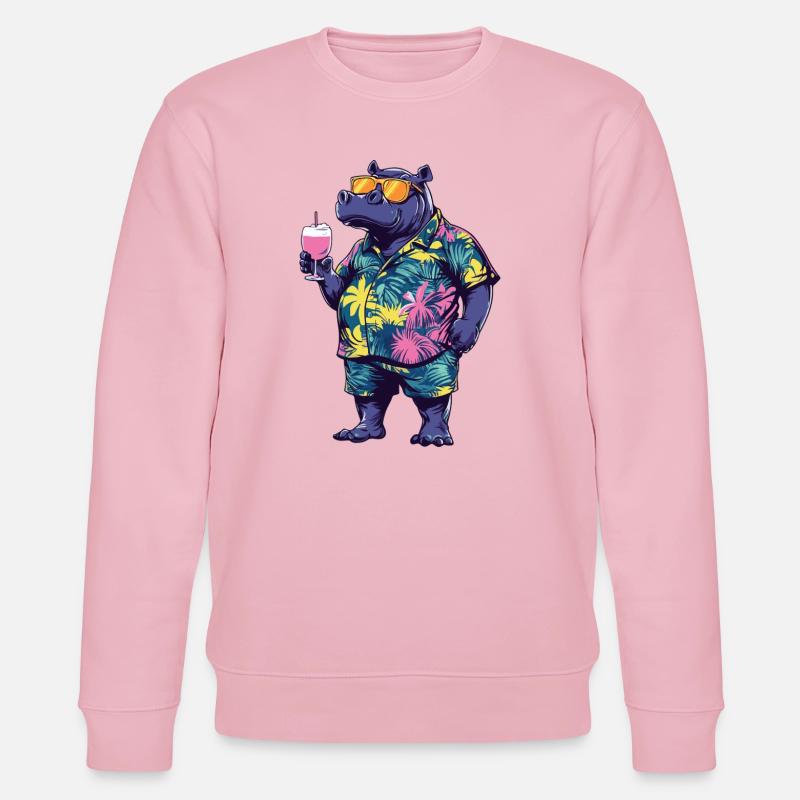 Hippopotamus Comic Summer - Stanley/Stella CHANGER Unisex Organic Sweatshirt - cotton pink