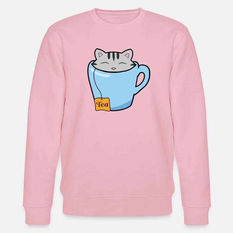 Teetasse Katze - Stanley/Stella Unisex Bio-Sweatshirt CHANGER  - Hellrosa