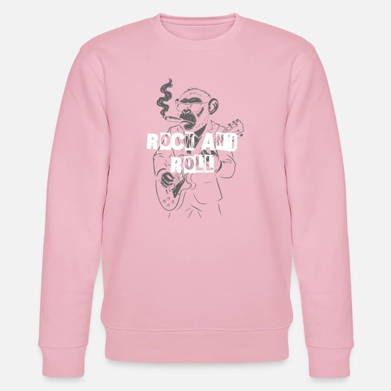 Guitariste Rock and Roll Monkey - Sweat bio CHANGER Stanley/Stella Unisexe - rose pâle