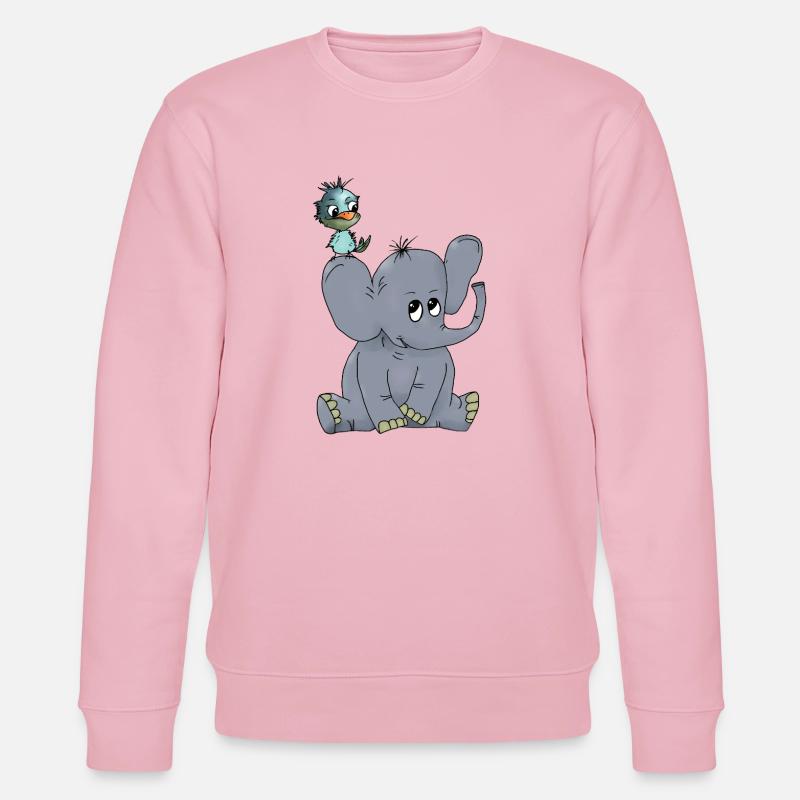 Elefant_mit_Vogel - Stanley/Stella Unisex Bio-Sweatshirt CHANGER  - Hellrosa