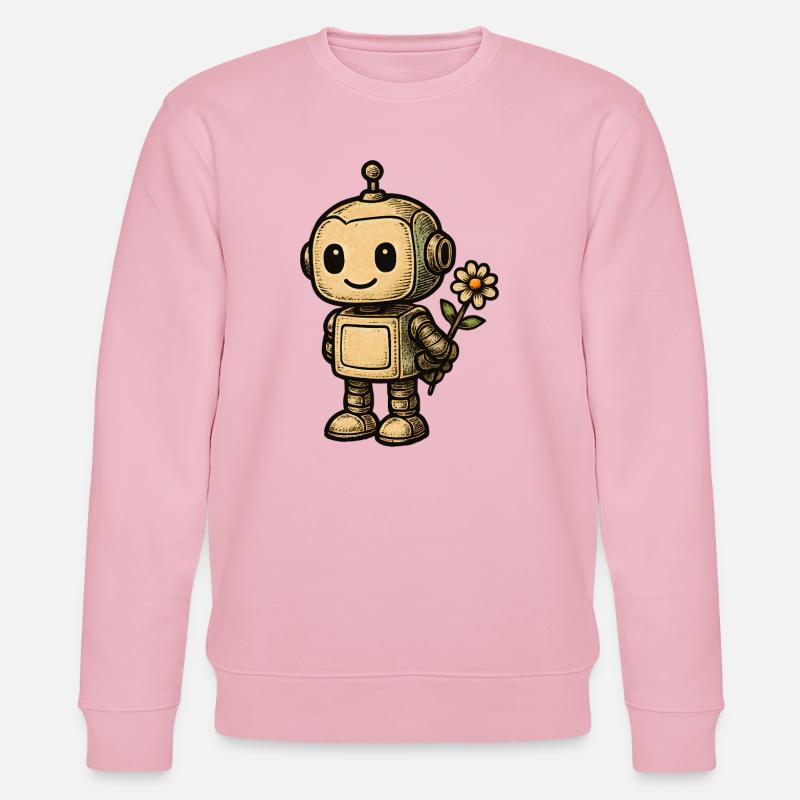 Robot mit Blume - Stanley/Stella Unisex Bio-Sweatshirt CHANGER  - Hellrosa