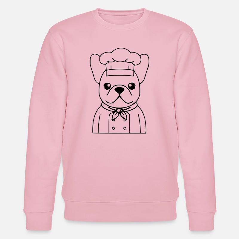 Frenchie Chef Baker Outline - Stanley/Stella CHANGER Unisex Organic Sweatshirt - cotton pink