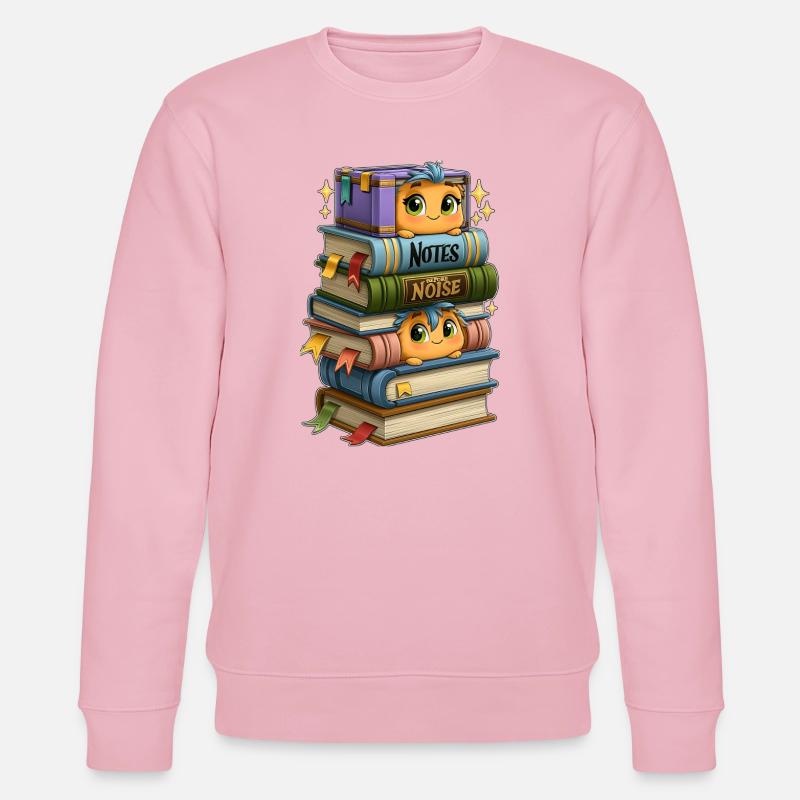 Book Stack with Birds - Stanley/Stella CHANGER Unisex Organic Sweatshirt - cotton pink