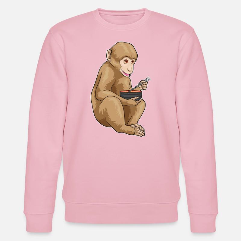 Monkey Ramen Bowl - Stanley/Stella CHANGER Unisex Organic Sweatshirt - cotton pink