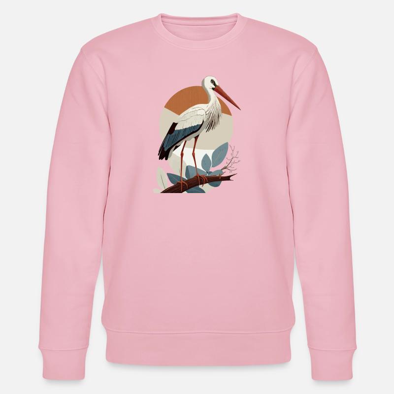 Cigogne, Oiseau, Naissance, Grossesse, Enceinte - Sweat bio CHANGER Stanley/Stella Unisexe - rose pâle