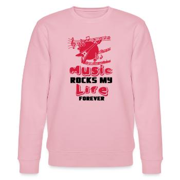Music rocks my Life Musik Spruch Band Geschenk - Stanley/Stella Unisex Bio-Sweatshirt CHANGER  - Hellrosa - Vorne - Jaron (178cm) & Liana (172cm)