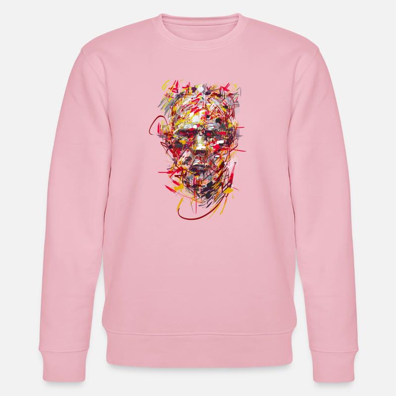 Horror Punk / Abstrakt GESICHT - Stanley/Stella Unisex Bio-Sweatshirt CHANGER  - Hellrosa
