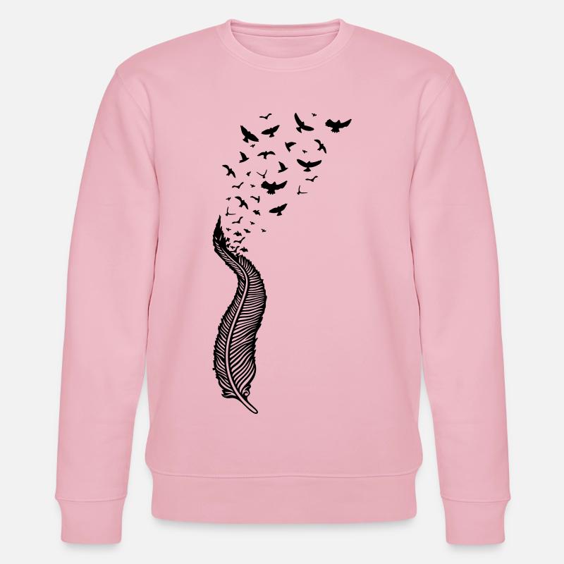 Plume et oiseaux - Sweat bio CHANGER Stanley/Stella Unisexe - rose pâle