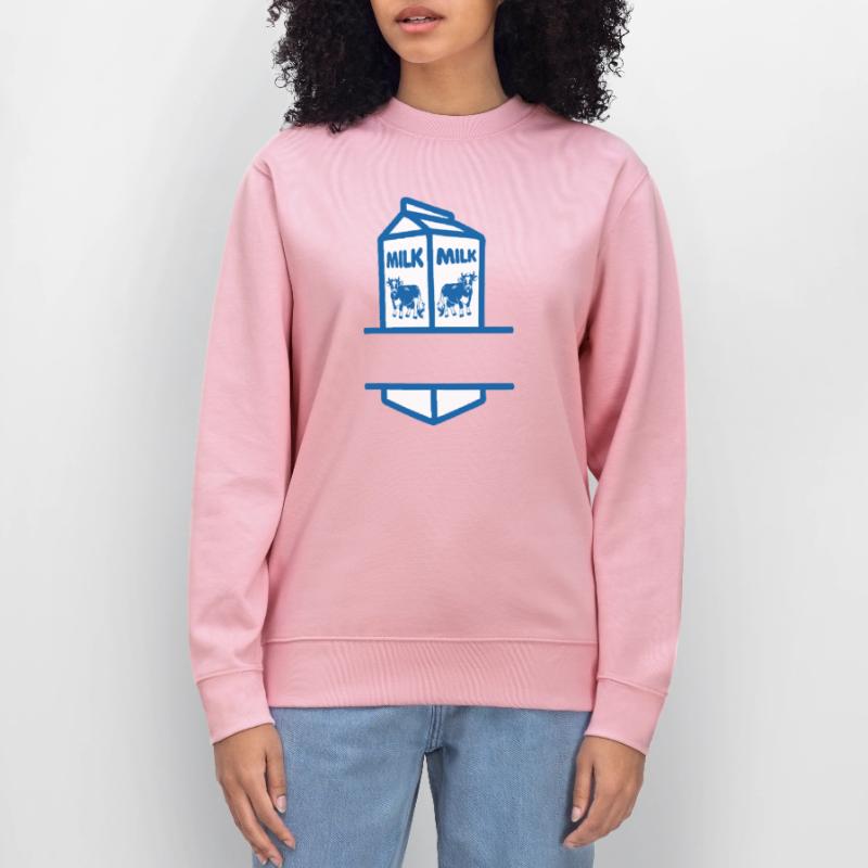 Blauer Milchkarton mit Kuh-eigenem Text Stanley/Stella Unisex Bio-Sweatshirt CHANGER 