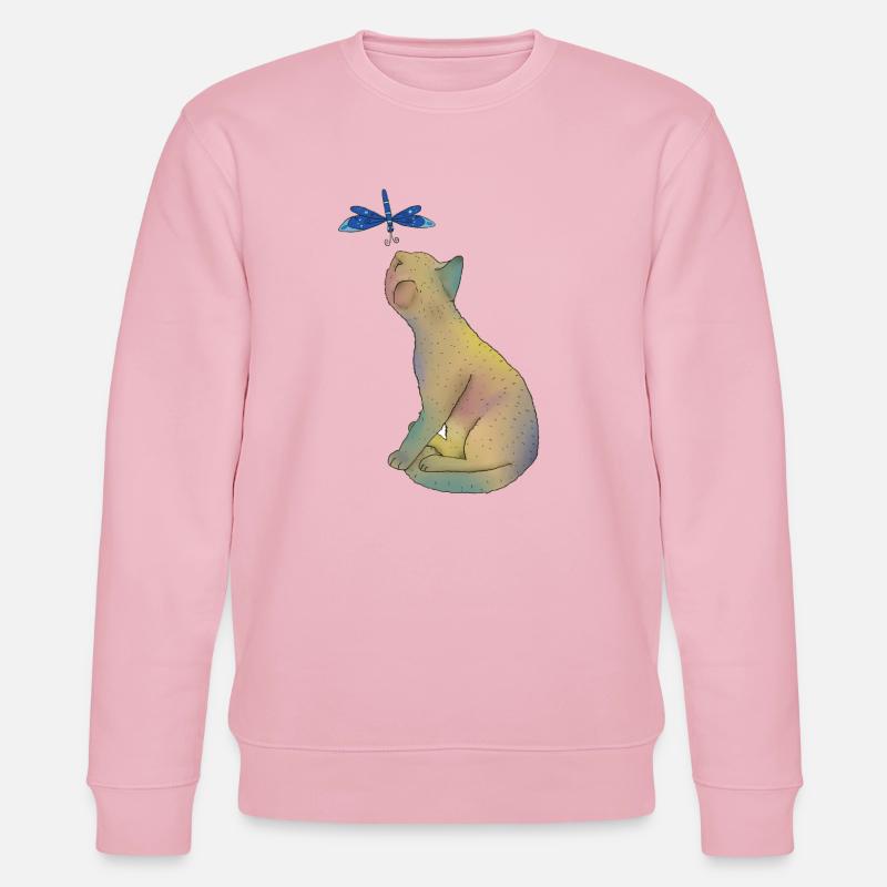 Katze mit blauer Libelle - Stanley/Stella Unisex Bio-Sweatshirt CHANGER  - Hellrosa