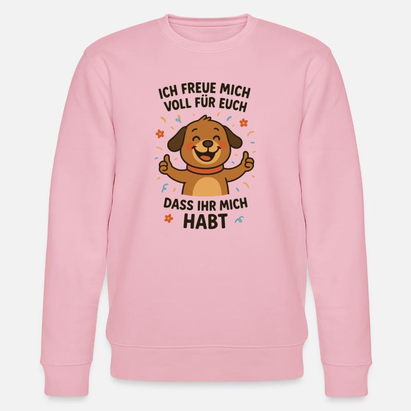 Fröhlicher Hund mit Botschaft - Stanley/Stella Unisex Bio-Sweatshirt CHANGER  - Hellrosa