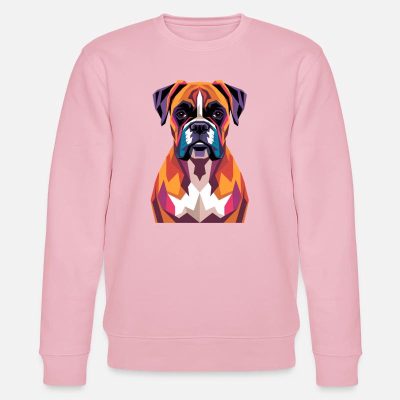 Farbenfroher geometrischer Boxerhund - Stanley/Stella Unisex Bio-Sweatshirt CHANGER  - Hellrosa