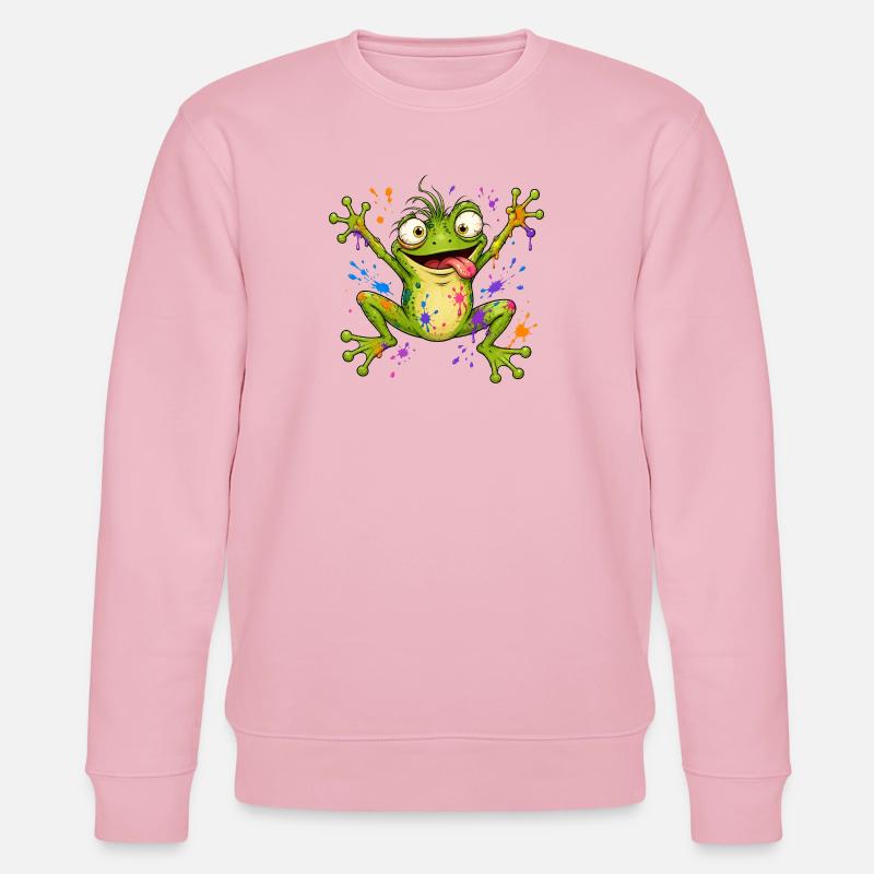 Frecher Frosch mit Farbklecksen - Stanley/Stella Unisex Bio-Sweatshirt CHANGER  - Hellrosa