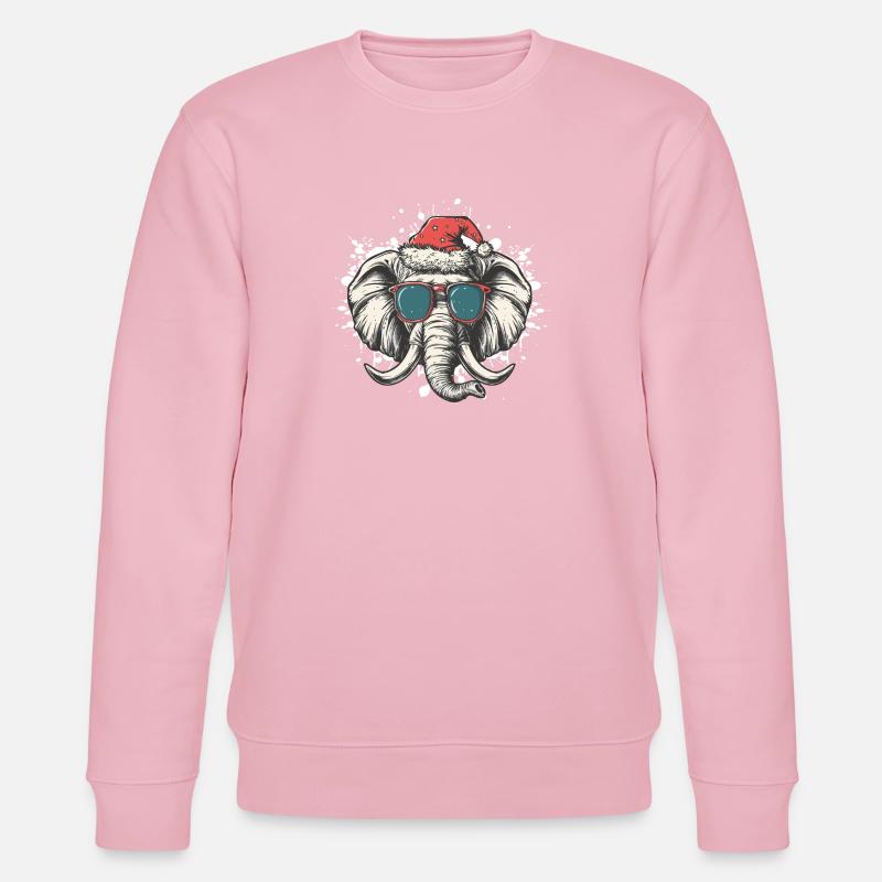 Éléphant Noël Drôle - Sweat bio CHANGER Stanley/Stella Unisexe - rose pâle
