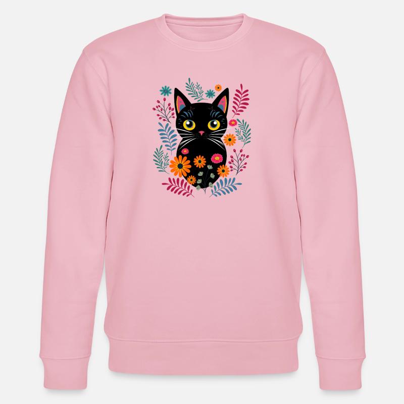 Chat et fleurs sauvages - Sweat bio CHANGER Stanley/Stella Unisexe - rose pâle