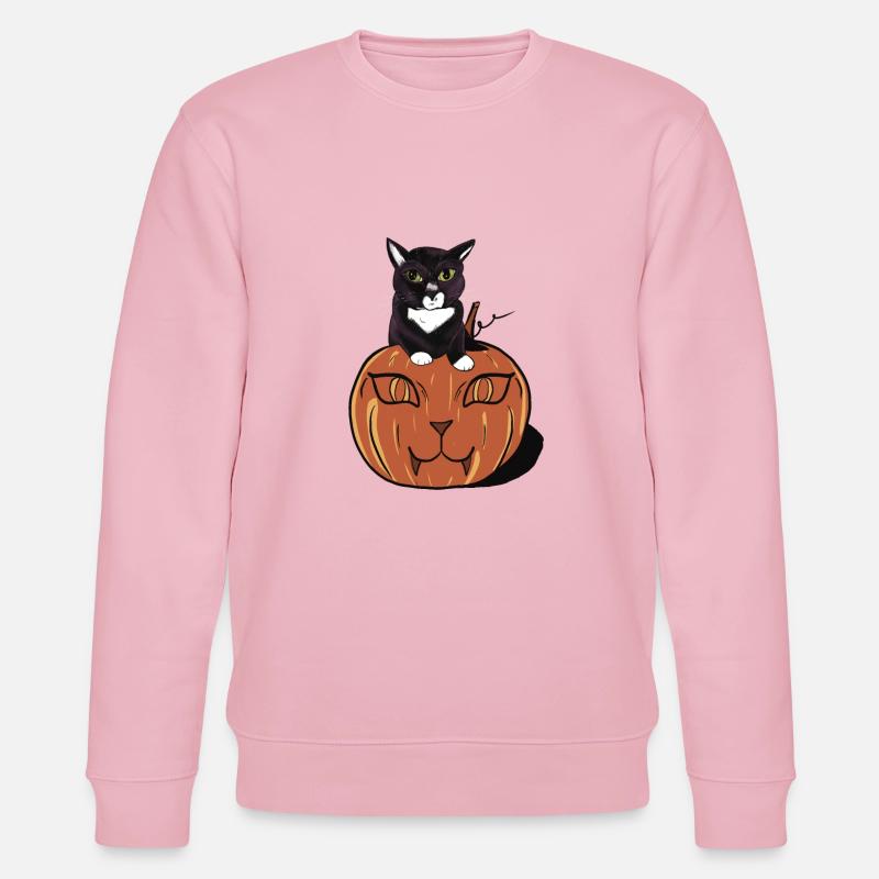 Halloween Schwarze Katze - Stanley/Stella Unisex Bio-Sweatshirt CHANGER - Hellrosa