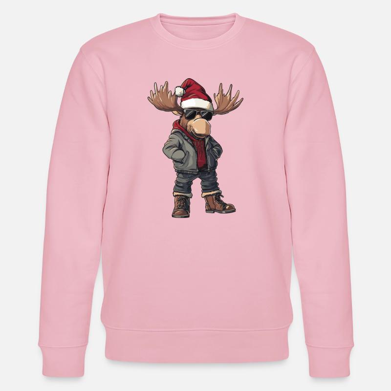 Elch Weihnachten Winter - Stanley/Stella Unisex Bio-Sweatshirt CHANGER - Hellrosa