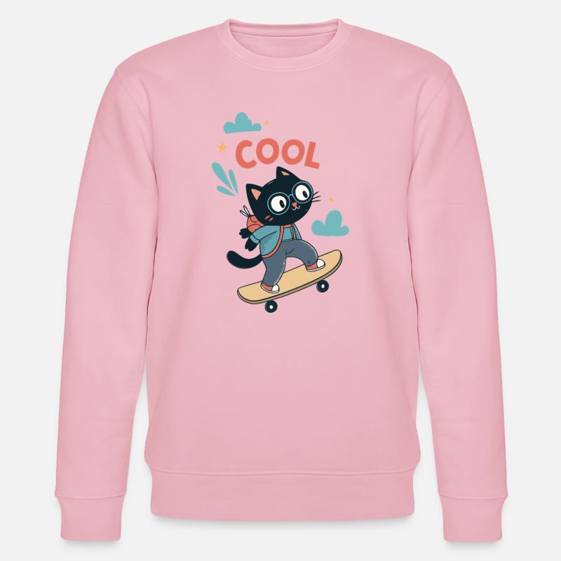 Skater Cat - Stanley/Stella Unisex Bio-Sweatshirt CHANGER  - Hellrosa