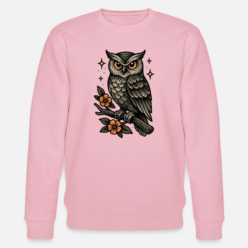 Nacht Eulenflug mit Blüten - Stanley/Stella Unisex Bio-Sweatshirt CHANGER  - Hellrosa