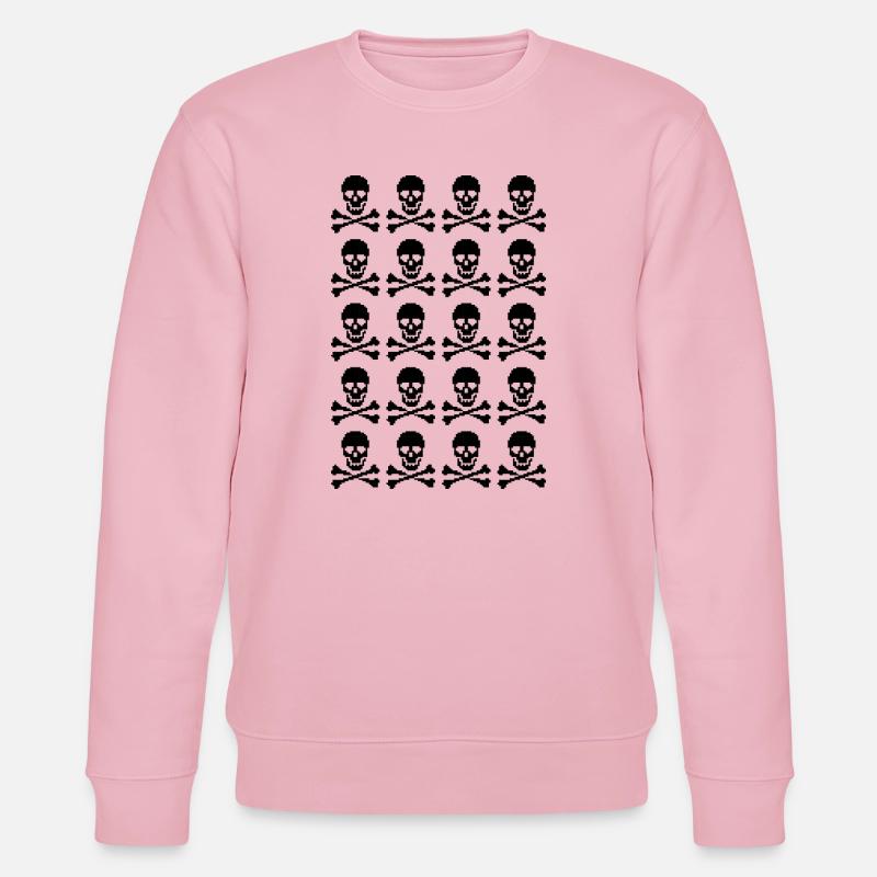 pixelated skulls pattern - Stanley/Stella CHANGER Unisex Organic Sweatshirt - cotton pink