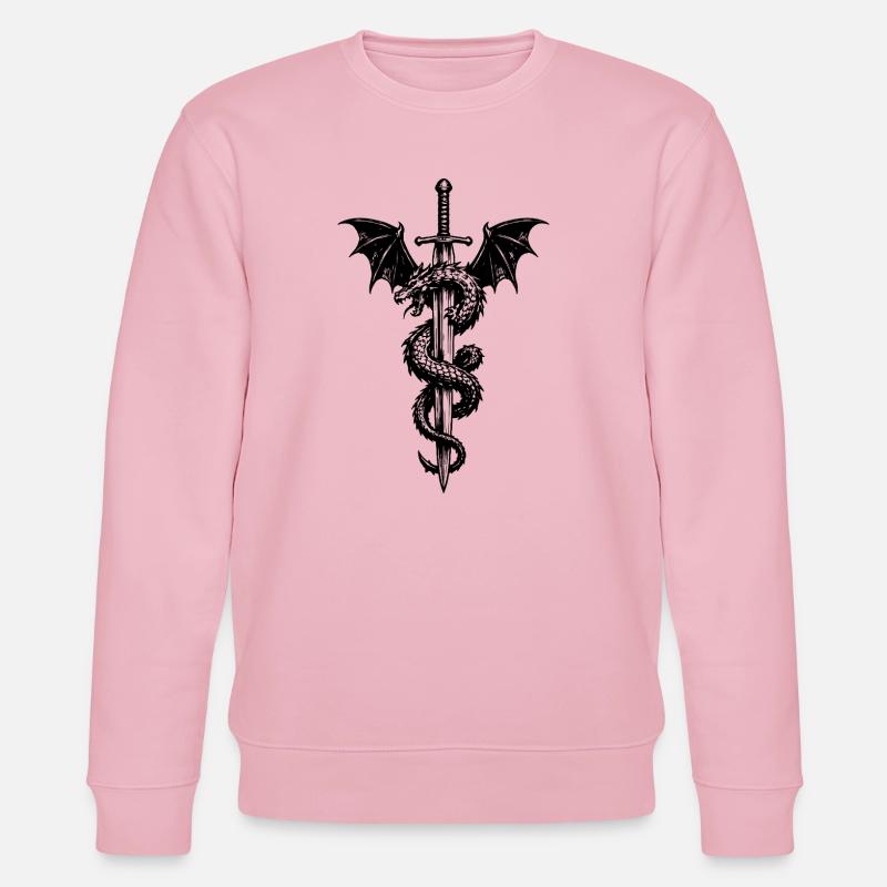 Blason médiéval avec dragon et épée - Sweat bio CHANGER Stanley/Stella Unisexe - rose pâle