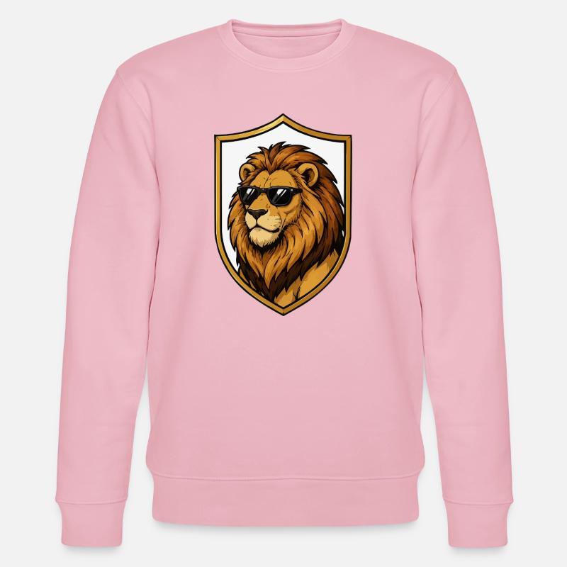 Löwe mit Sonnenbrille im Schild - Stanley/Stella Unisex Bio-Sweatshirt CHANGER  - Hellrosa