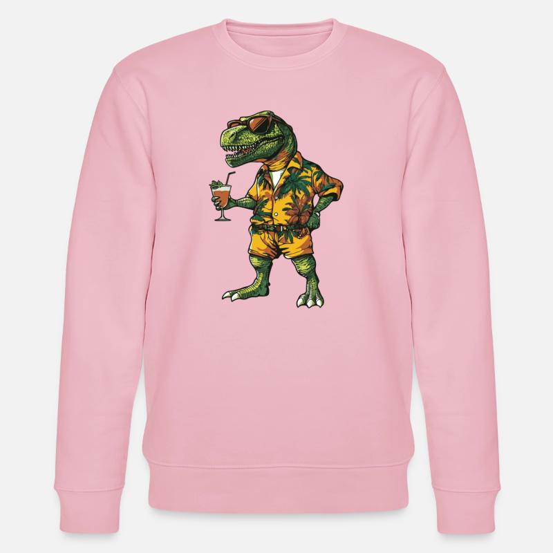 Dinosaur T-Rex Comic Summer - Stanley/Stella CHANGER Unisex Organic Sweatshirt - cotton pink