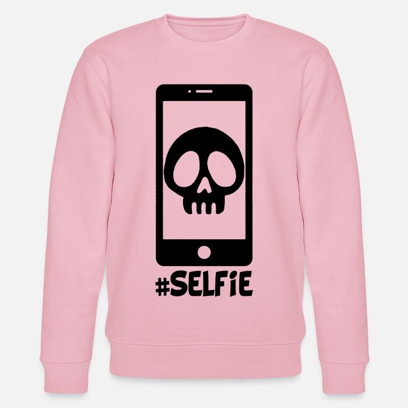 Selfie eines schwarzen Totenkopfs - Stanley/Stella Unisex Bio-Sweatshirt CHANGER  - Hellrosa