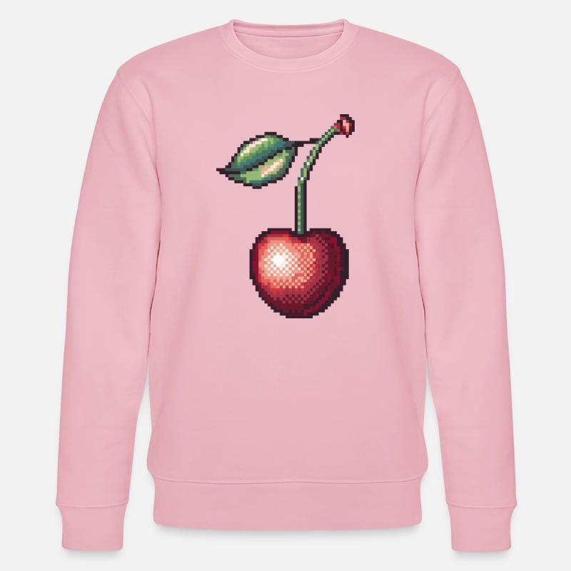 Retro Pixel Kirsche - Stanley/Stella Unisex Bio-Sweatshirt CHANGER  - Hellrosa