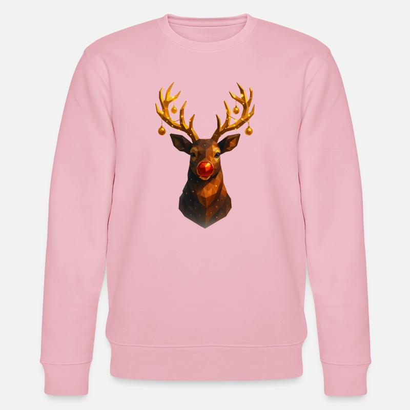 Renne de Noël Low Poly - Sweat bio CHANGER Stanley/Stella Unisexe - rose pâle