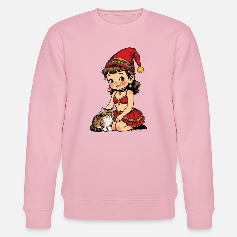 Gnom-Mädchen streichelt Katze - Stanley/Stella Unisex Bio-Sweatshirt CHANGER  - Hellrosa