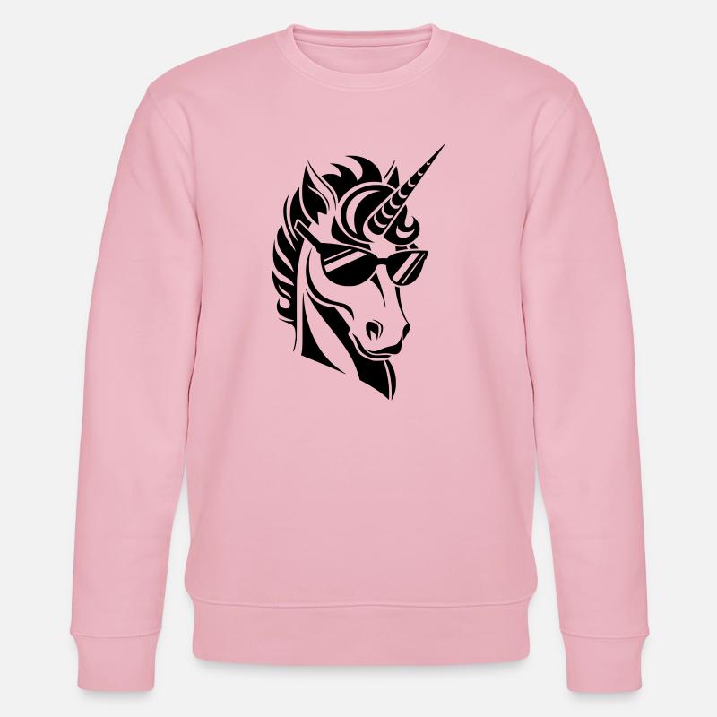 Einhorn mit Sonnenbrille Cool - Stanley/Stella Unisex Bio-Sweatshirt CHANGER  - Hellrosa