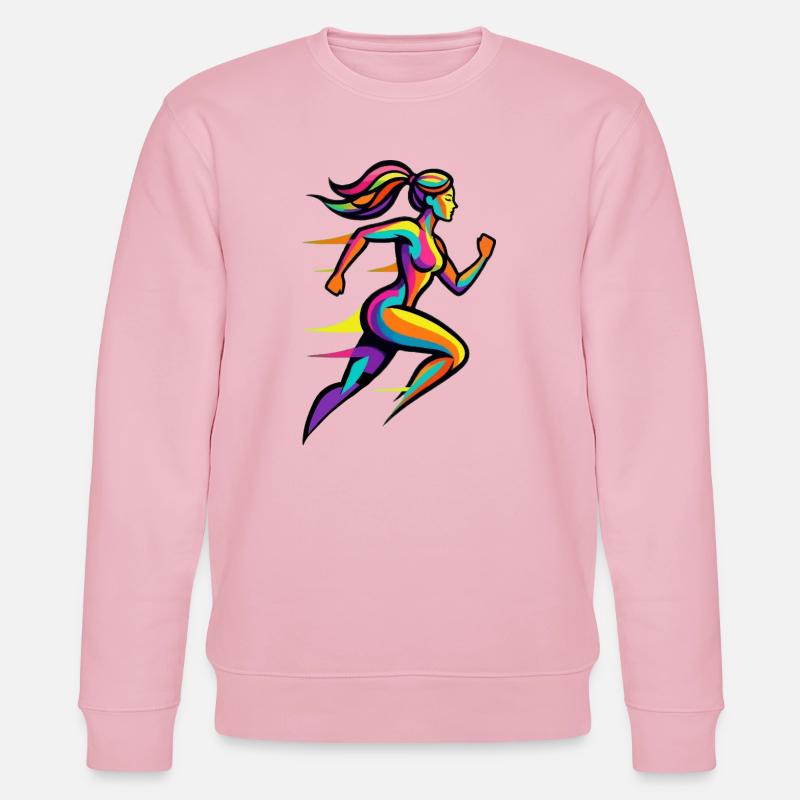 Bunte Regenbogenrennfrau - Stanley/Stella Unisex Bio-Sweatshirt CHANGER  - Hellrosa