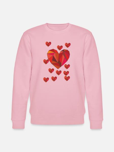 Geometrisches Herzensmuster in warmem Rot - Stanley/Stella Unisex Bio-Sweatshirt CHANGER - Hellrosa