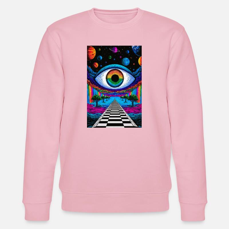 Psychedelisches kosmisches Auge auf dem Astralpfad - Stanley/Stella Unisex Bio-Sweatshirt CHANGER  - Hellrosa