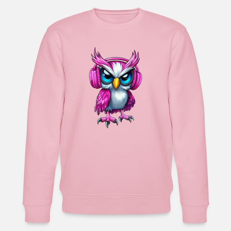 pink rosa lila Eule mit Kopfhörer :) - Stanley/Stella Unisex Bio-Sweatshirt CHANGER  - Hellrosa