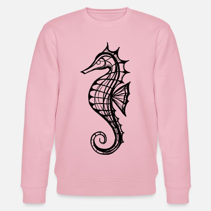 Seepferdchen – Line Art in Schwarz-Weiss - Stanley/Stella Unisex Bio-Sweatshirt CHANGER  - Hellrosa