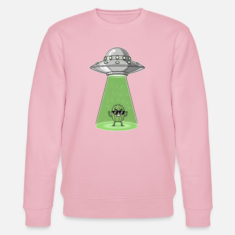Kaktus Alien im UFO-Licht - Stanley/Stella Unisex Bio-Sweatshirt CHANGER  - Hellrosa