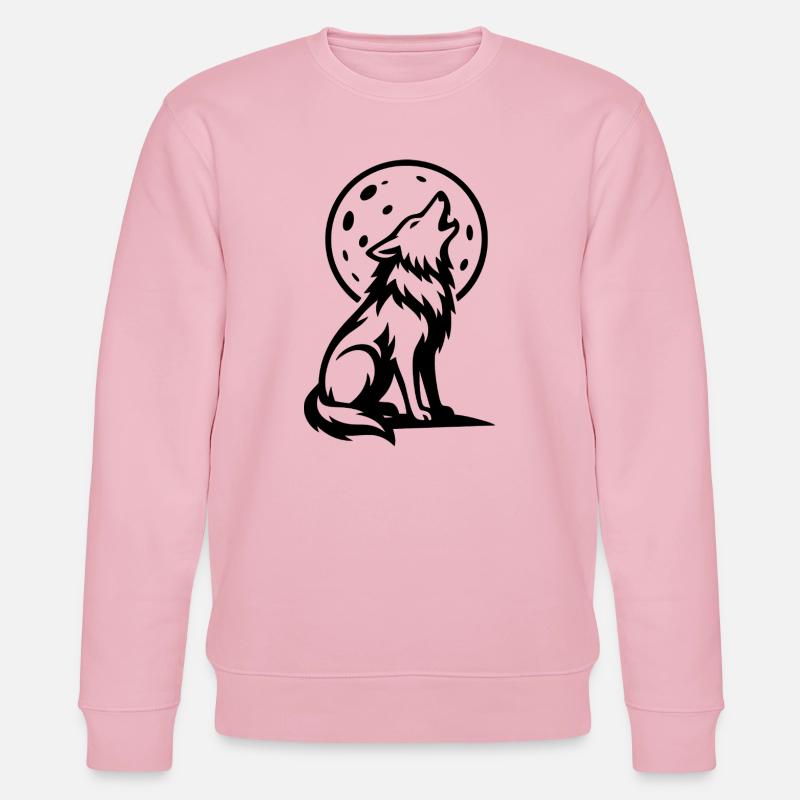 Wolf heult bei Vollmond - Stanley/Stella Unisex Bio-Sweatshirt CHANGER  - Hellrosa